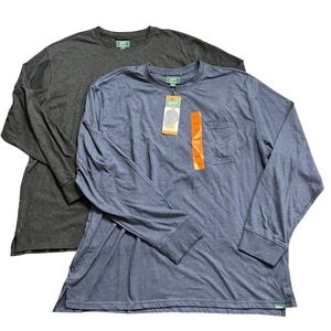Woolrich Mens XXL Long Sleeve Pocket Tee‎ Shirts (2), Blue, Gray Soft Casual